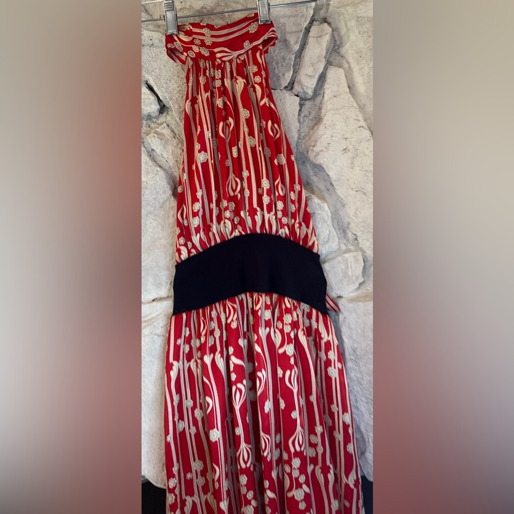 Forever 21 | Vintage Women’s Red White Halter Dress w/Black Banded Waist, Size S